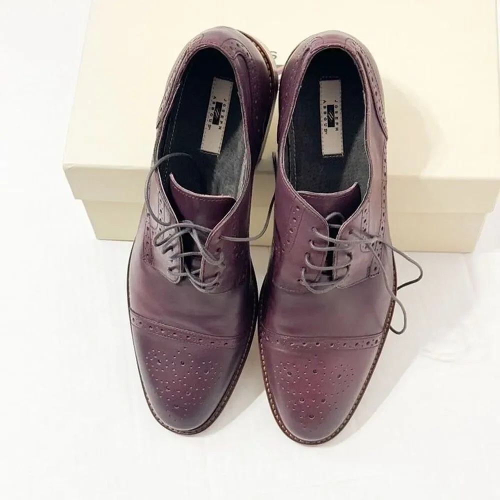 Joseph Abboud NWB Sz12 Burgundy/Cherry Leather Owings Cap Toe Lace Up Oxfords